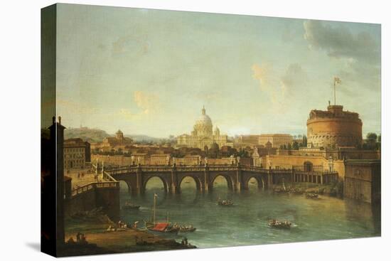 Castel Santangelo and the Ponte Santangelo, Rome, with St. Peters and the Vatican-Antonio Joli-Premier Image Canvas