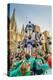 Castellers or Human Tower Exhibiting in Front of the Cathedral, Barcelona, Catalonia, Spain-Stefano Politi Markovina-Premier Image Canvas