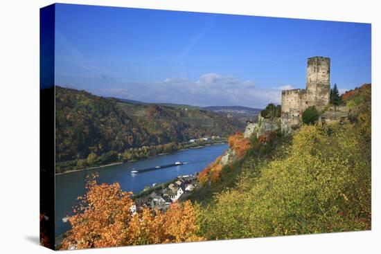 Castle Gutenfels High Above the Rhine, Autumn, on the Bottom Left the Town Kaub-Uwe Steffens-Premier Image Canvas