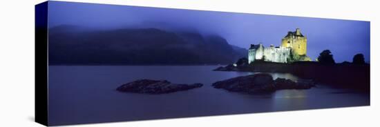 Castle Lit Up at Dusk, Eilean Donan Castle, Loch Duich, Dornie, Highlands Region, Scotland-null-Premier Image Canvas