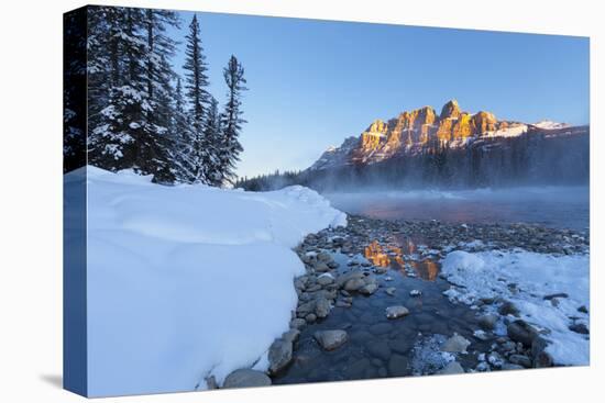Castle Mountain and the Bow River in Winter, Banff National Park, Alberta, Canada, North America-Miles Ertman-Premier Image Canvas