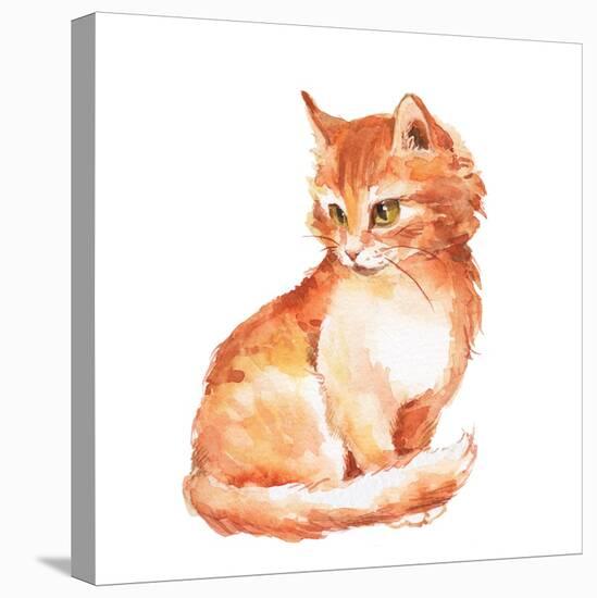 Cat 1. Ginger Fluffy Kitten. Watercolor Painting-OGri-Premier Image Canvas