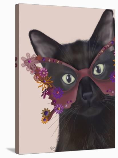 Cat and Flower Glasses-Fab Funky-Stretched Canvas