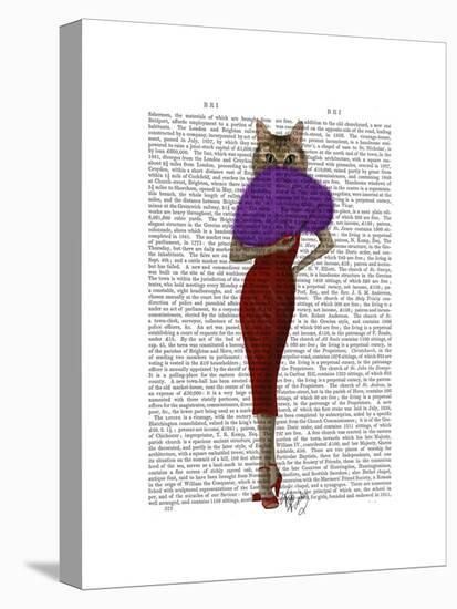 Cat in Red Dress-Fab Funky-Stretched Canvas