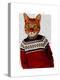 Cat in Ski Sweater-Fab Funky-Stretched Canvas