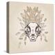Cat Skull Vintage Aged Flower-Ptich-ya-Stretched Canvas