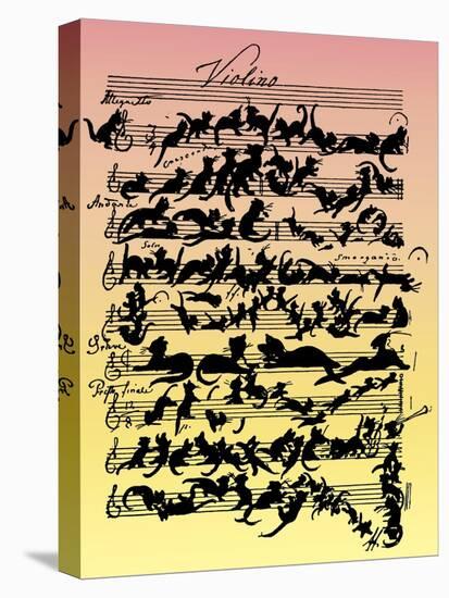 'Cat Violin Score' by-Moritz Ludwig von Schwind-Premier Image Canvas