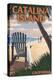 Catalina Island, California - Adirondack Chairs and Sunset-Lantern Press-Stretched Canvas