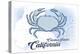 Catalina Island, California - Crab - Blue - Coastal Icon-Lantern Press-Stretched Canvas