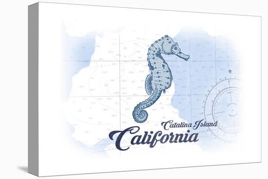 Catalina Island, California - Seahorse - Blue - Coastal Icon-Lantern Press-Stretched Canvas