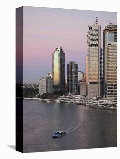 Catamaran Ferry on Brisbane River and City Centre, Brisbane, Queensland, Australia, Pacific-Nick Servian-Premier Image Canvas
