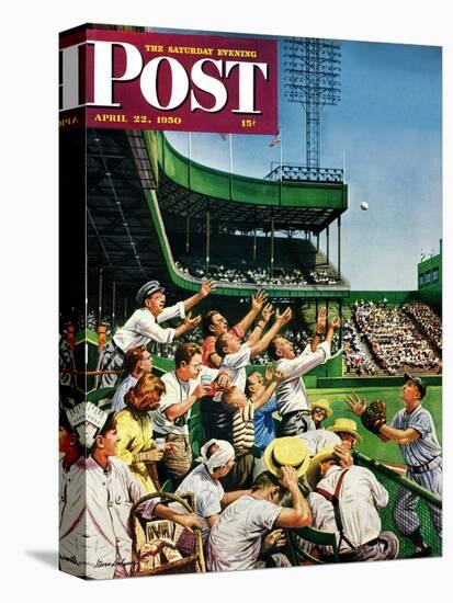 "Catching Home Run Ball" Saturday Evening Post Cover, April 22, 1950-Stevan Dohanos-Premier Image Canvas