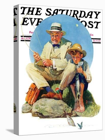 "Catching the Big One" Saturday Evening Post Cover, August 3,1929-Norman Rockwell-Premier Image Canvas