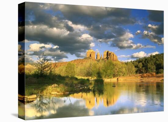 Cathedral Rock reflected in Oak Creek at Red Rock Crossing, near Sedona, Arizona-Tim Fitzharris-Stretched Canvas