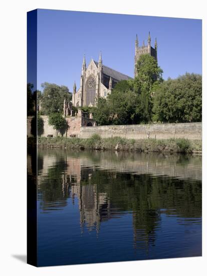 Cathedral West Side and River Severn, Worcester, Worcestershire, England, United Kingdom, Europe-Julian Pottage-Premier Image Canvas