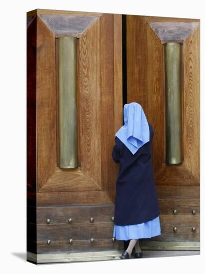 Catholic Nun Opening a Door, Rome, Lazio, Italy, Europe-Godong-Premier Image Canvas