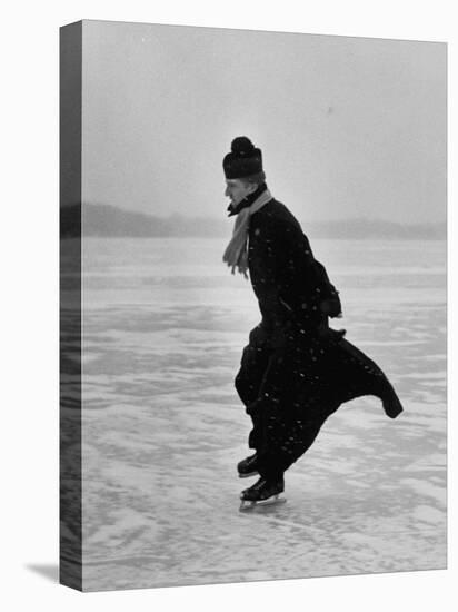 Catholic Priest Ice Skating. from Photo Essay Re Polish American Community-John Dominis-Premier Image Canvas