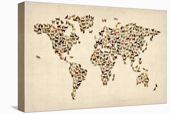 Cats Map of the World Map-Michael Tompsett-Stretched Canvas