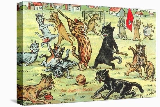 Cats Playing Soccer-null-Stretched Canvas