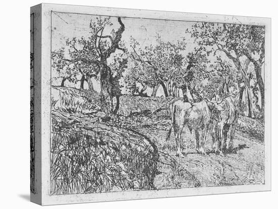 Cattle Amongst Olive Trees-Giovanni Fattori-Premier Image Canvas