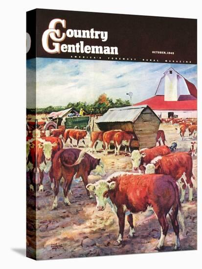 "Cattle in Barnyard," Country Gentleman Cover, October 1, 1945-Matt Clark-Premier Image Canvas