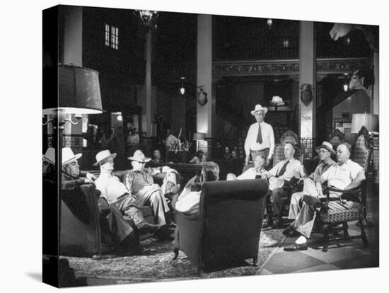 Cattle Men and Natives of San Angelo Sitting in the Lobby of the Cactus Hotel-null-Premier Image Canvas