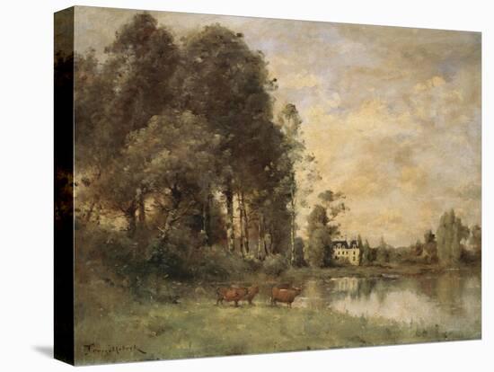 Cattle Watering by a Lake with a Chateau Beyond-Leon Bakst-Premier Image Canvas