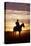 Cattleman Riding Quarter, Paint Horse at Sunset-null-Premier Image Canvas