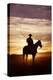 Cattleman Riding Quarter, Paint Horse at Sunset-null-Premier Image Canvas