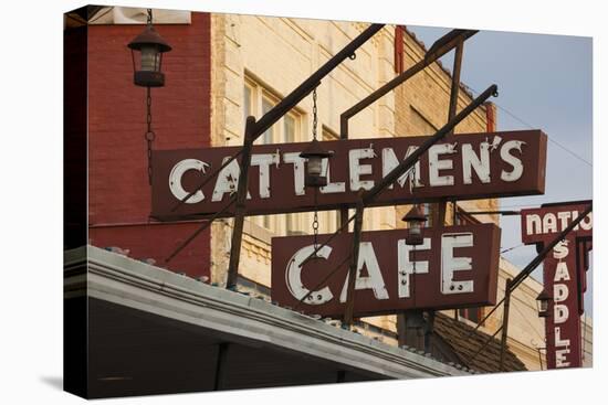 Cattlemen's Cafe Restaurant Sign, Oklahoma City, Oklahoma, USA-Walter Bibikow-Premier Image Canvas