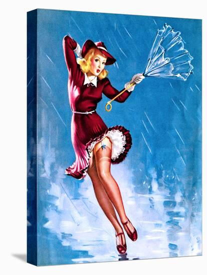Caught in the Draft (What's Up) Pin-Up c1940s-Gil Elvgren-Stretched Canvas