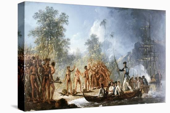Cautious Landing at Tanna, New Hebrides in 1774, from Voyages of Captain James Cook, 1728-79-William Hodges-Premier Image Canvas