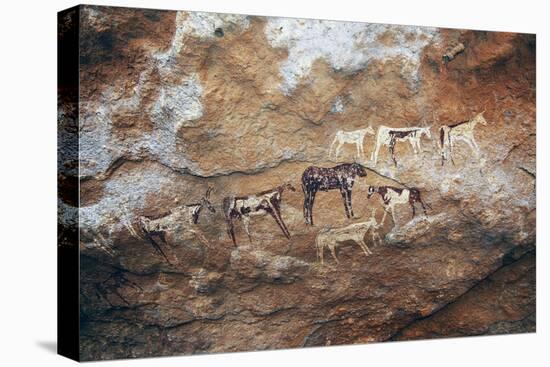 Cave Paintings Depicting Cattle, Prehistoric Caves on Gilf Kebir Plateau-null-Premier Image Canvas