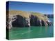Caves at Raming Hole, Looking Towards Stackpole Head, Pembrokeshire, Wales, United Kingdom, Europe-David Clapp-Premier Image Canvas