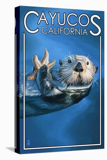 Cayucos, California - Sea Otter-Lantern Press-Stretched Canvas