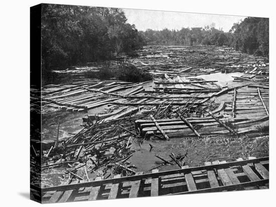 Cedar Logs on the Tebicuary-Guazu River Floating by the Railway Bridge, Paraguay, 1911-null-Premier Image Canvas