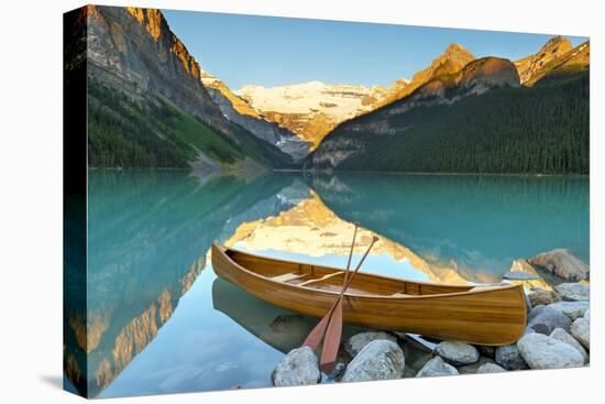 Cedar-Strip Canoe at Lake Louise, Banff National Park-Miles Ertman-Premier Image Canvas