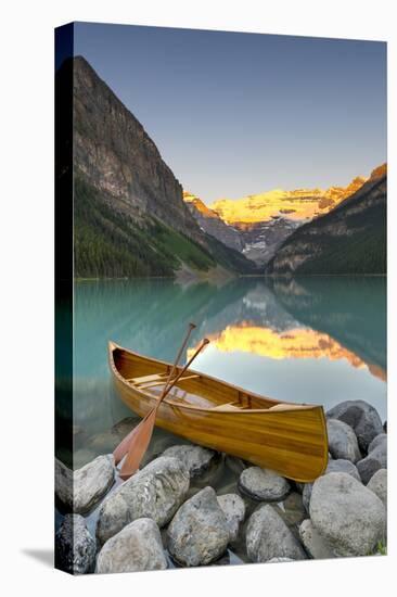 Cedar-Strip Canoe at Lake Louise, Banff National Park-Miles Ertman-Premier Image Canvas
