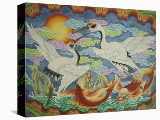 Ceiling Mural of Cranes and Catfish, Nankunshen Temple, Peimen, Taiwan-Steve Satushek-Premier Image Canvas