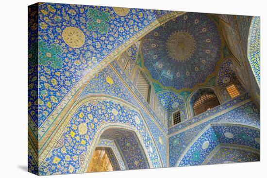 Ceiling of entrance portal in Isfahan blue, Imam Mosque, UNESCO World Heritage Site, Isfahan, Iran,-James Strachan-Premier Image Canvas