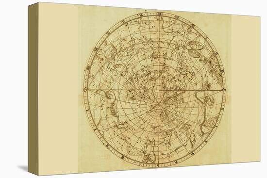 Celestial Map of the Mythological Heavens with Zodiacal Characters-Sir John Flamsteed-Stretched Canvas