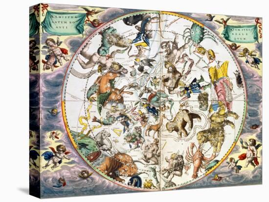 Celestial planisphere showing the signs of the zodiac, 1660-1661-Andreas Cellarius-Premier Image Canvas