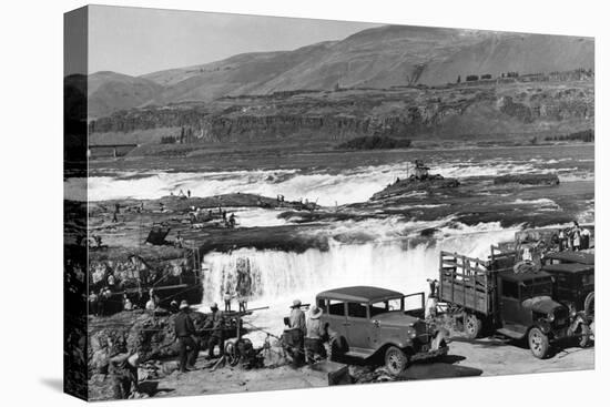 Celilo Falls, Oregon Columbia Gorge Indians Fishing Photograph No.1 - Celilo Falls, OR-Lantern Press-Stretched Canvas