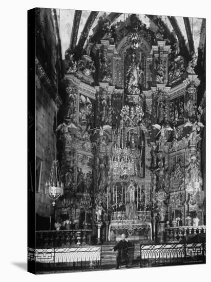 Cellist Pablo Casals Rehearsing His Cello Solo at the Baroque Altar of Church of St. Pierre-Gjon Mili-Premier Image Canvas