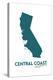 Central Coast, California - State Outline and Heart (Dark Blue)-Lantern Press-Stretched Canvas
