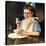 Cereal Bowl (or Girl with Blue Bow Eating Cereal)-Norman Rockwell-Premier Image Canvas