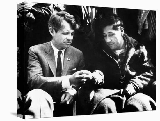 Cesar Chavez Ends His Hunger Strike with Sen Robert Kennedy-null-Stretched Canvas