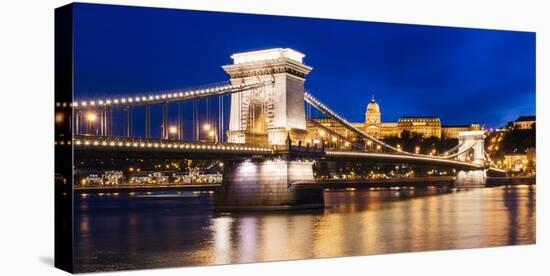 Chain Bridge and Buda Castle at Night, UNESCO World Heritage Site, Budapest, Hungary, Europe-Ben Pipe-Premier Image Canvas