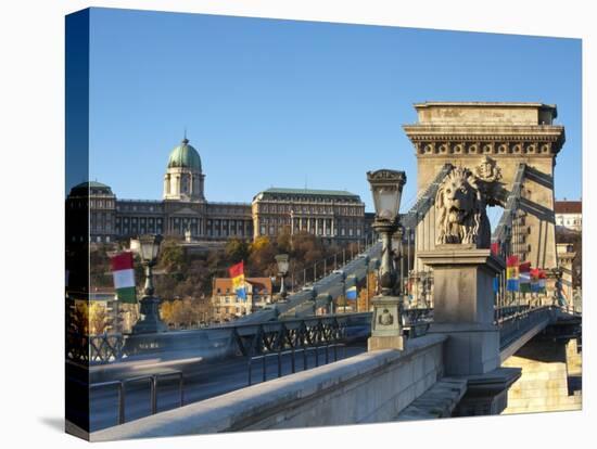 Chain Bridge and Royal Palace on Castle Hill, Budapest, Hungary-Doug Pearson-Premier Image Canvas
