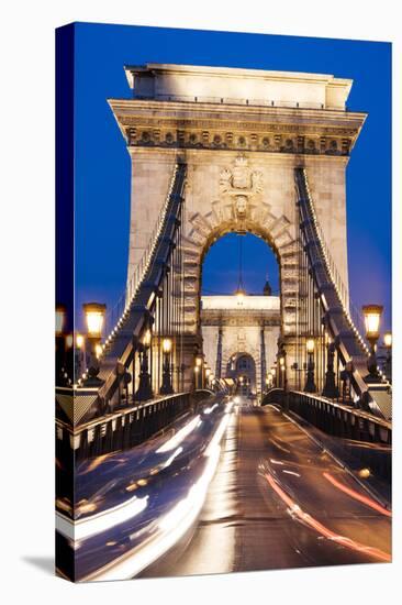 Chain Bridge at Night, UNESCO World Heritage Site, Budapest, Hungary, Europe-Ben Pipe-Premier Image Canvas